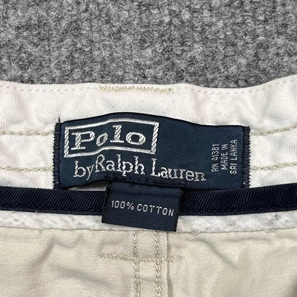 VTG Polo Ralph Lauren Cargo Shorts Mens 44B Beige Cotton Canvas 9 Inch Inseam